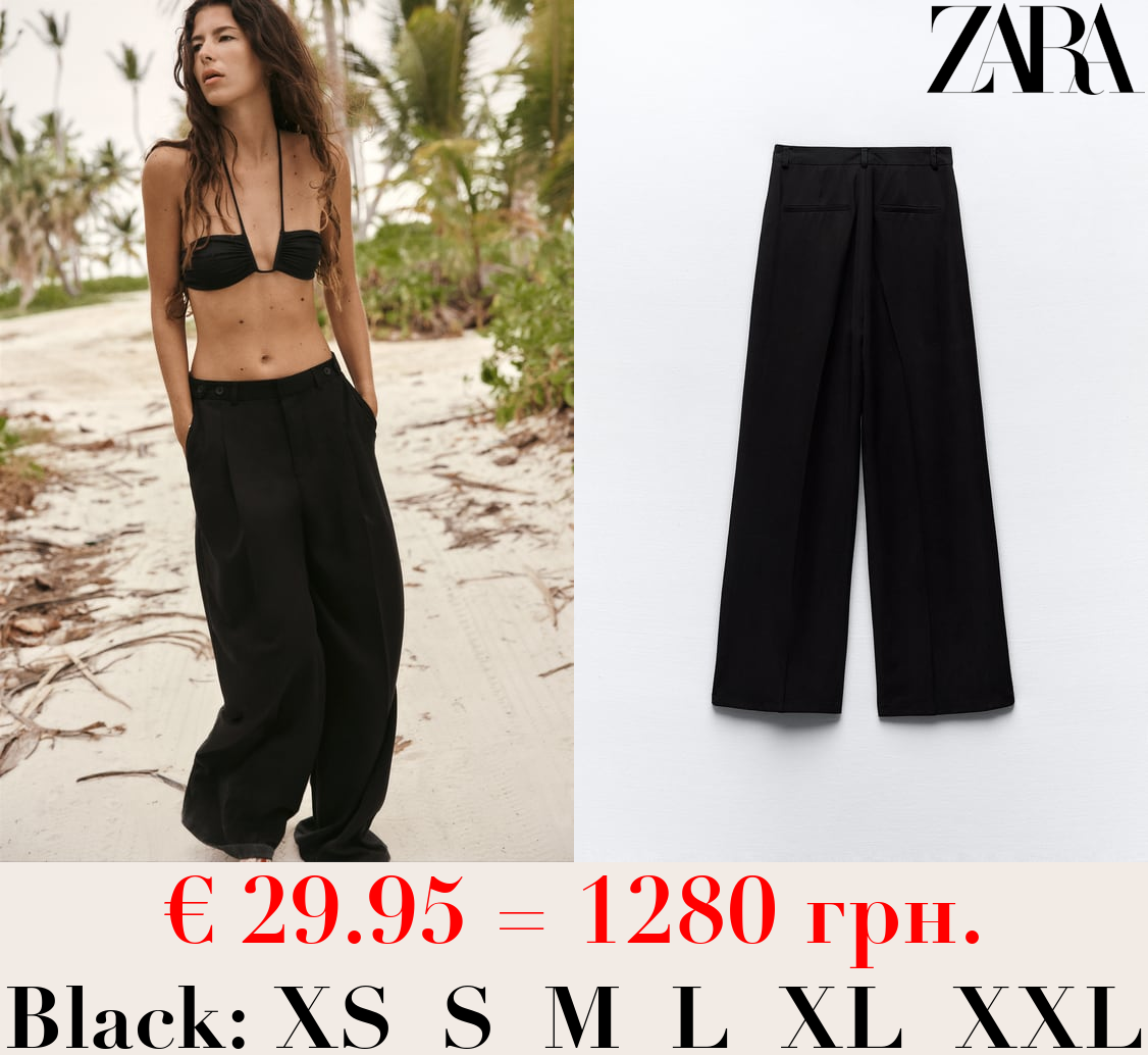 DARTED WIDE-LEG TROUSERS