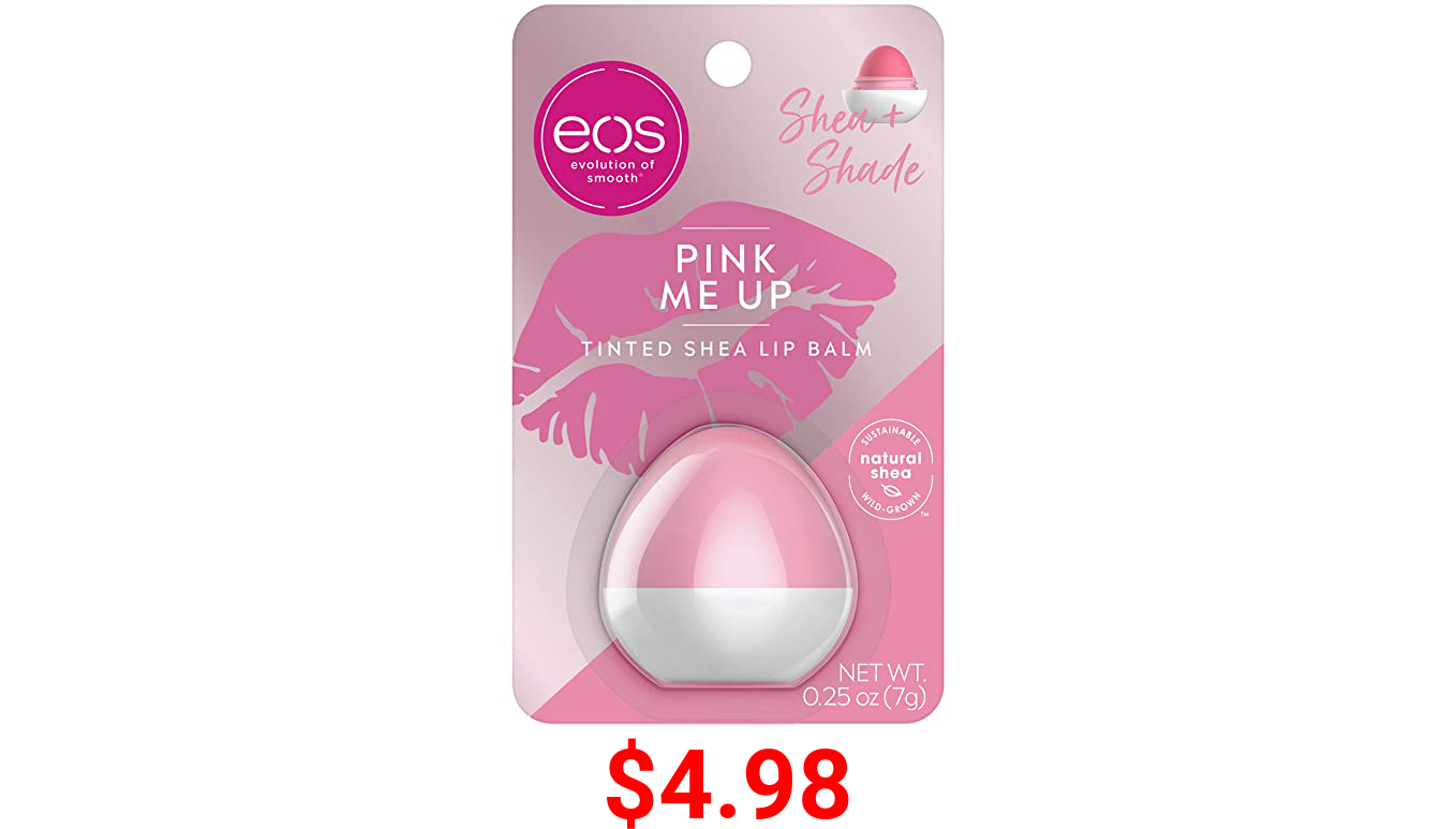 eos Shea + Shade Tinted Lip Balm - Pink Me Up | 24 Hour Hydration | Lip Care to Moisturize Dry Lips | Gluten Free | 0.25 oz