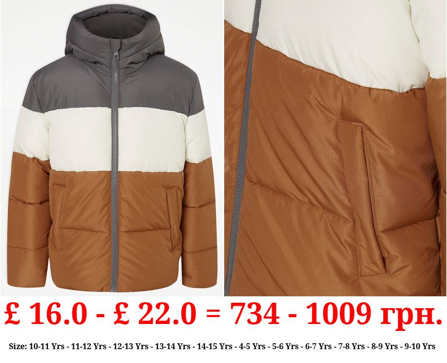 Colour Block Padded Coat