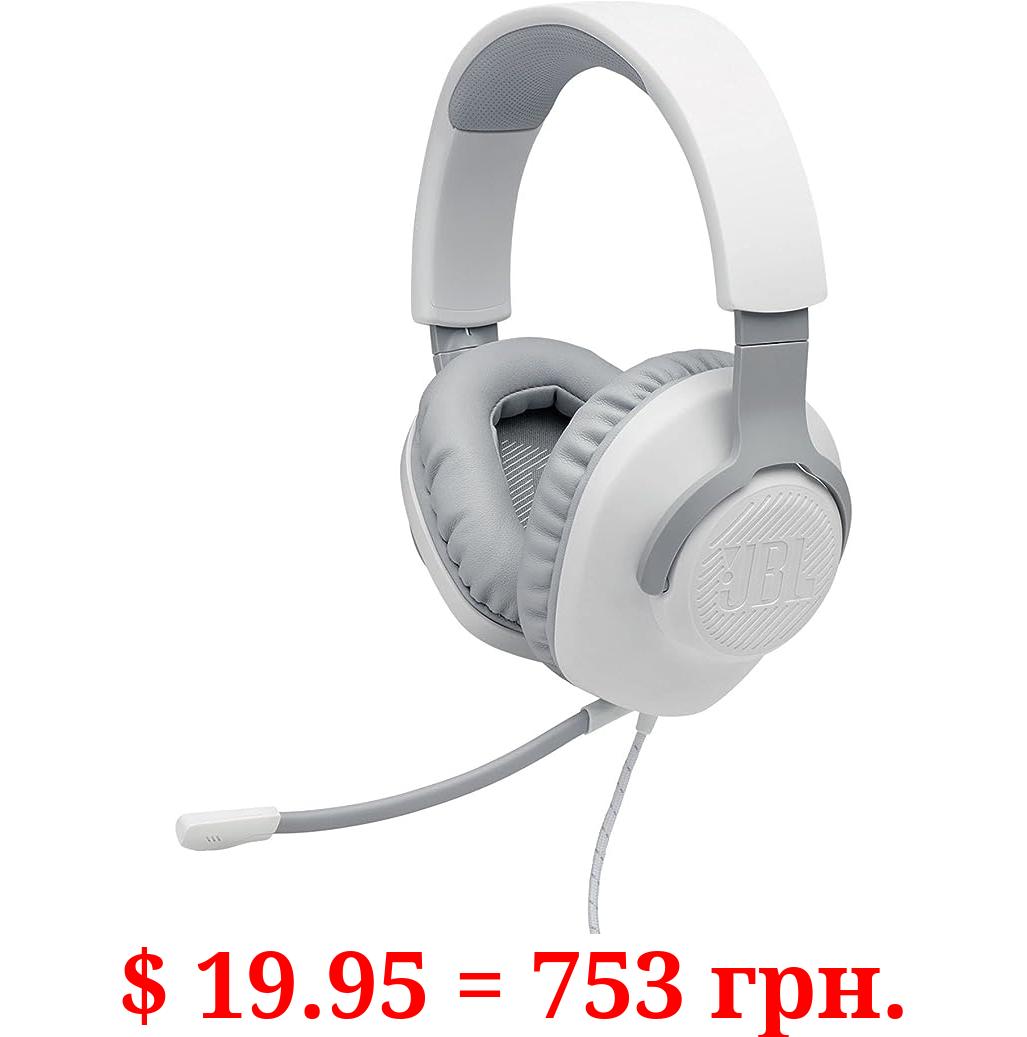 JBL Quantum 100 - Wired Over-Ear Gaming Headphones - White, Large