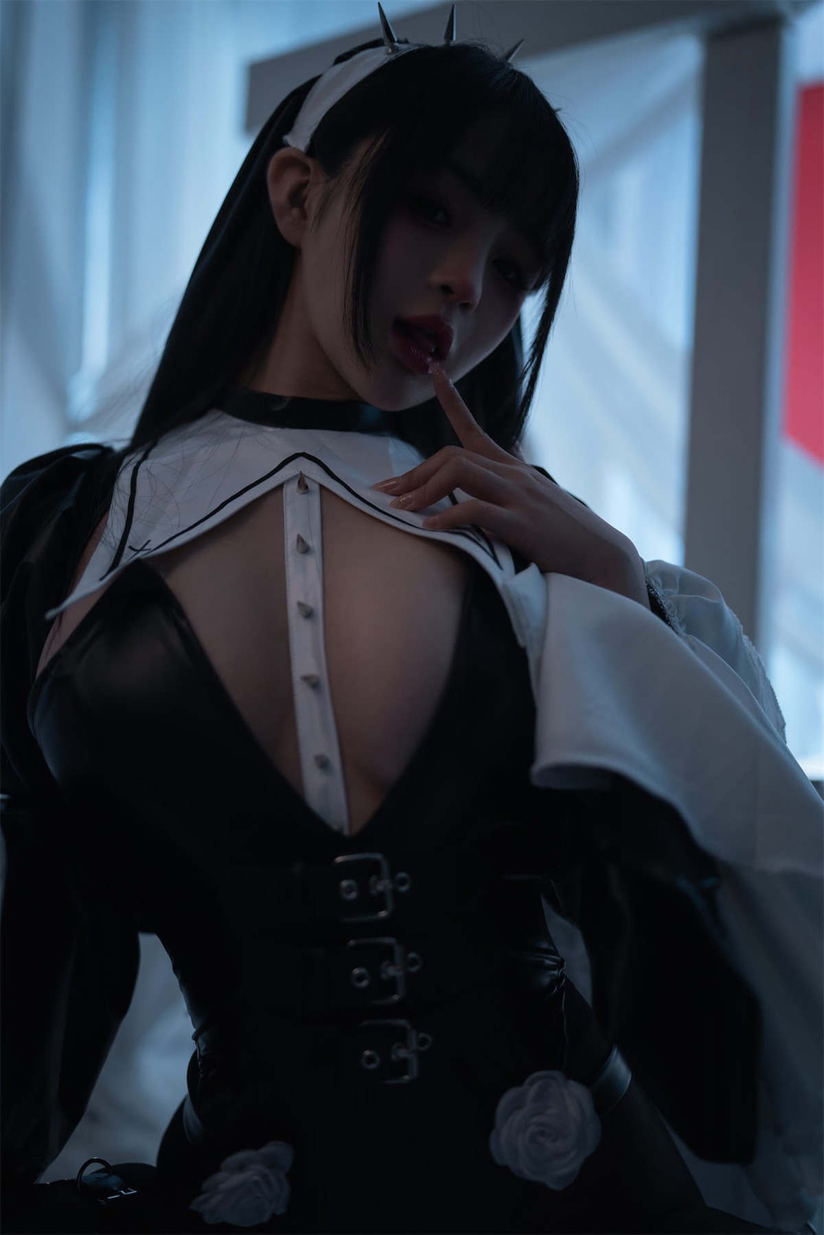 Cosplay 桜井宁宁 皮衣修女 15