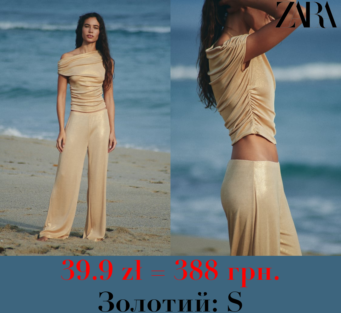 ДРАПІРОВАНИЙ ТОП ІЗ ФОЛЬГОВАНИМ ЕФЕКТОМ