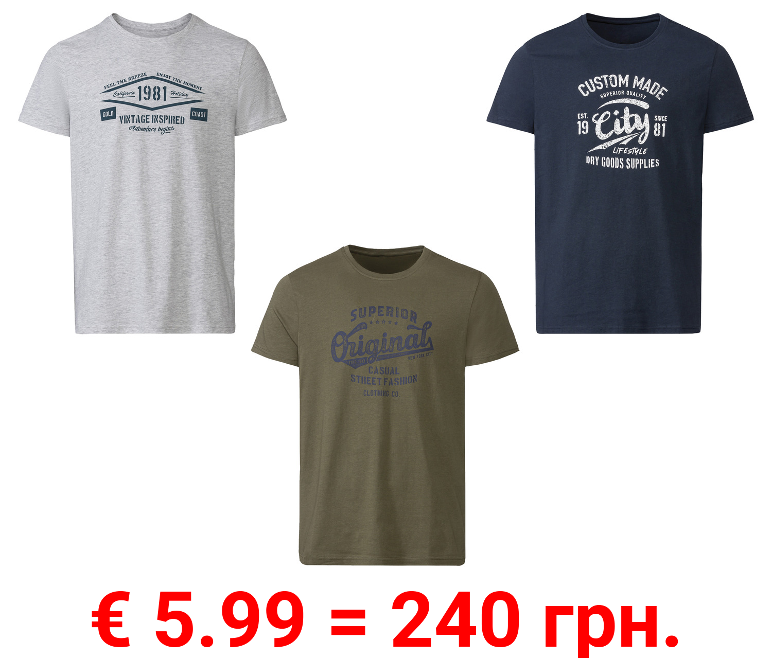 LIVERGY® Herren T-Shirt mit Rundhalsausschnitt