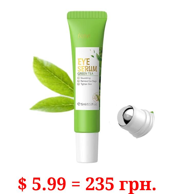 AKARY Green Tea Eye Serum and Under Eye Roller Cream, for Eye Bags Puffiness, Caffeine Eye Cream with 360° Massage Ball Reduce Wrinkles and Fine Lines, Under Eyes, Moisturizing, Hydrating, Firming Eye Skin (Green Tea)