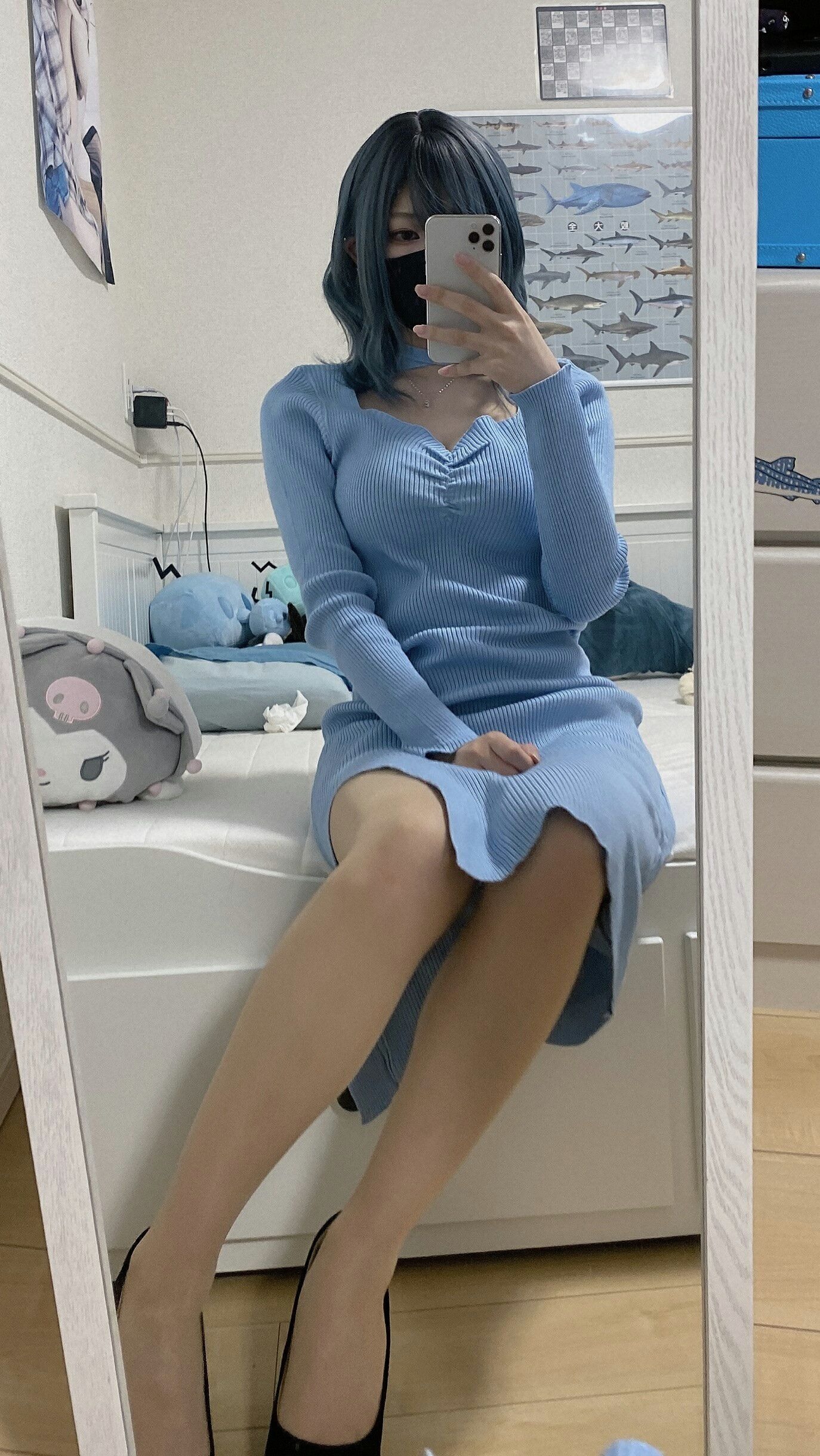 御伽樒 蓝卫衣+猫耳束缚 57