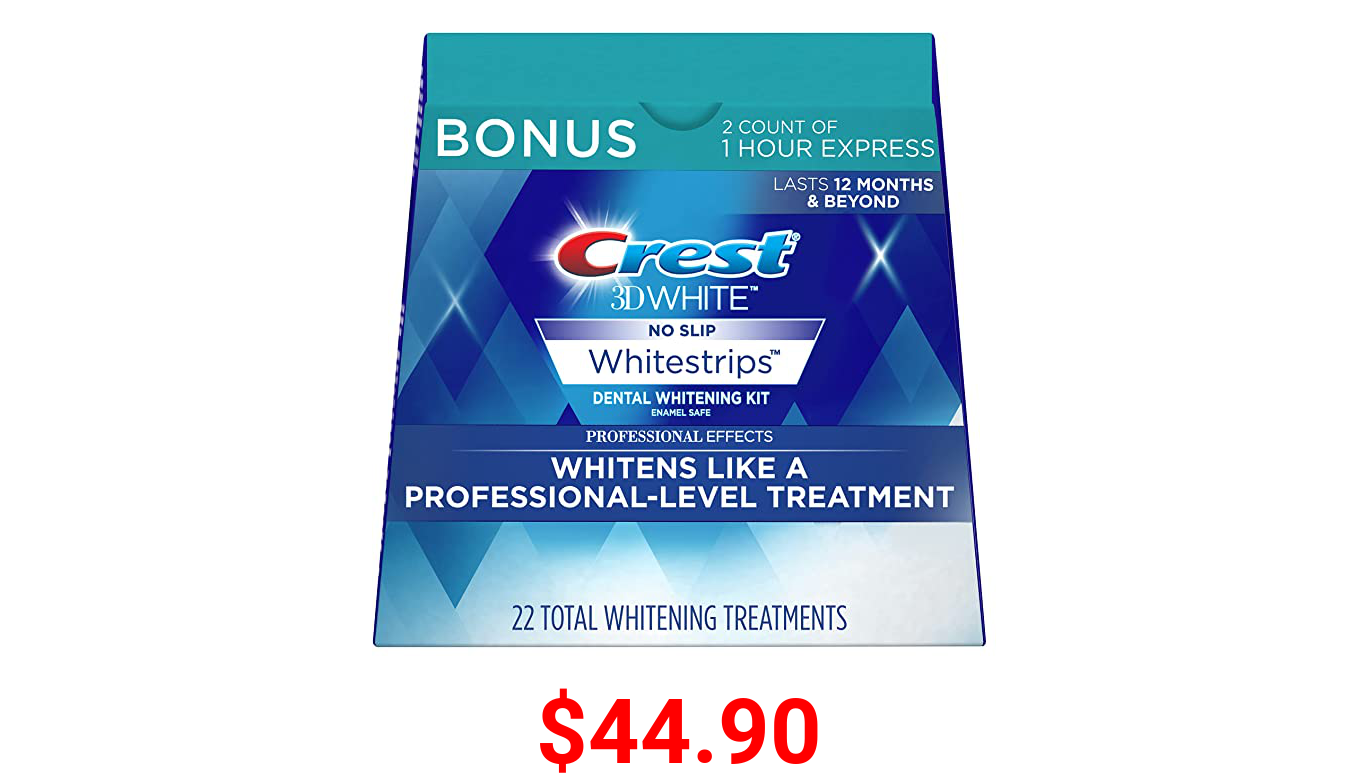 Crest 3D White Professional Effects Whitestrips 20 Treatments + Crest 3D White 1 Hour Express Whitestrips 2 Treatments - Teeth Whitening Kit