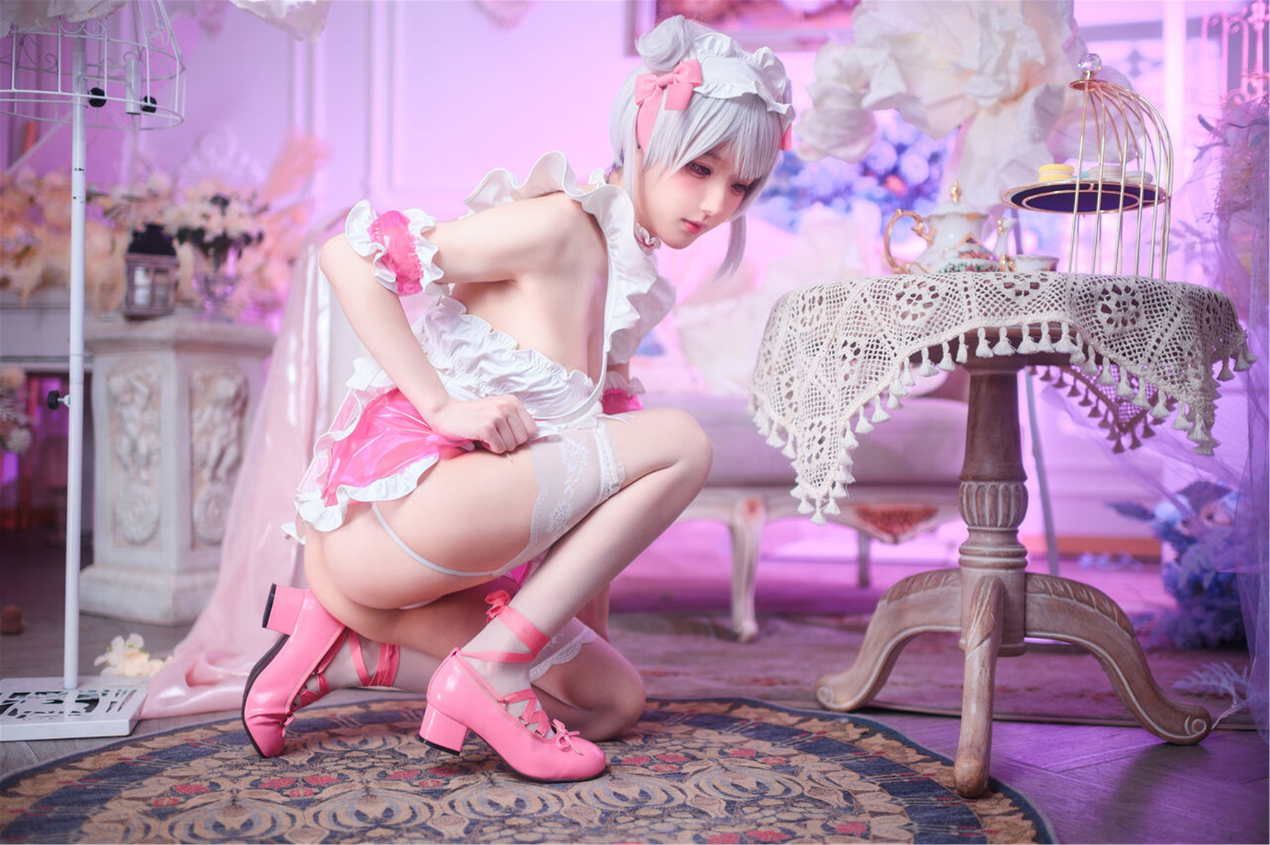 Cosplay 阿包也是兔娘 七夕粉粉女仆 45