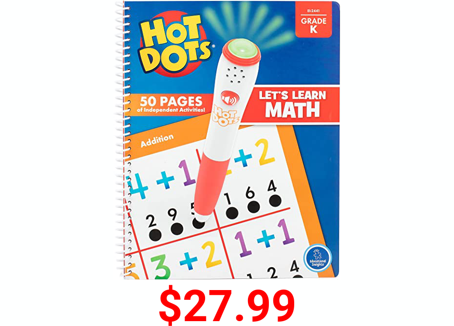 Educational Insights Hot Dots Let's Learn Kindergarten Math - Kindergarten Math Workbook, Ages 5+
