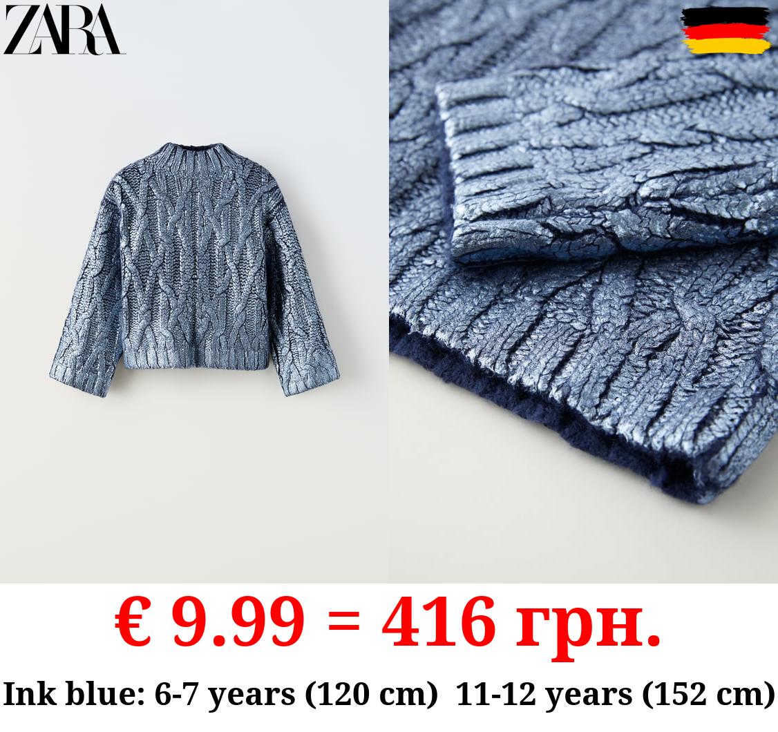 METALLIC CABLE-KNIT SWEATER