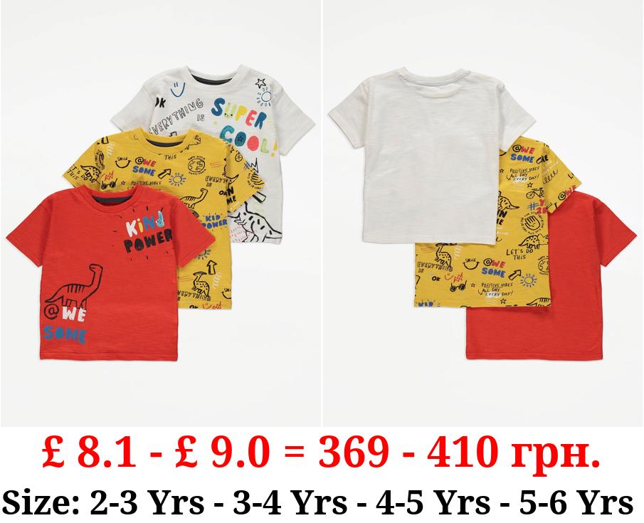 Dinosaur Scribble Print T-Shirts 3 Pack