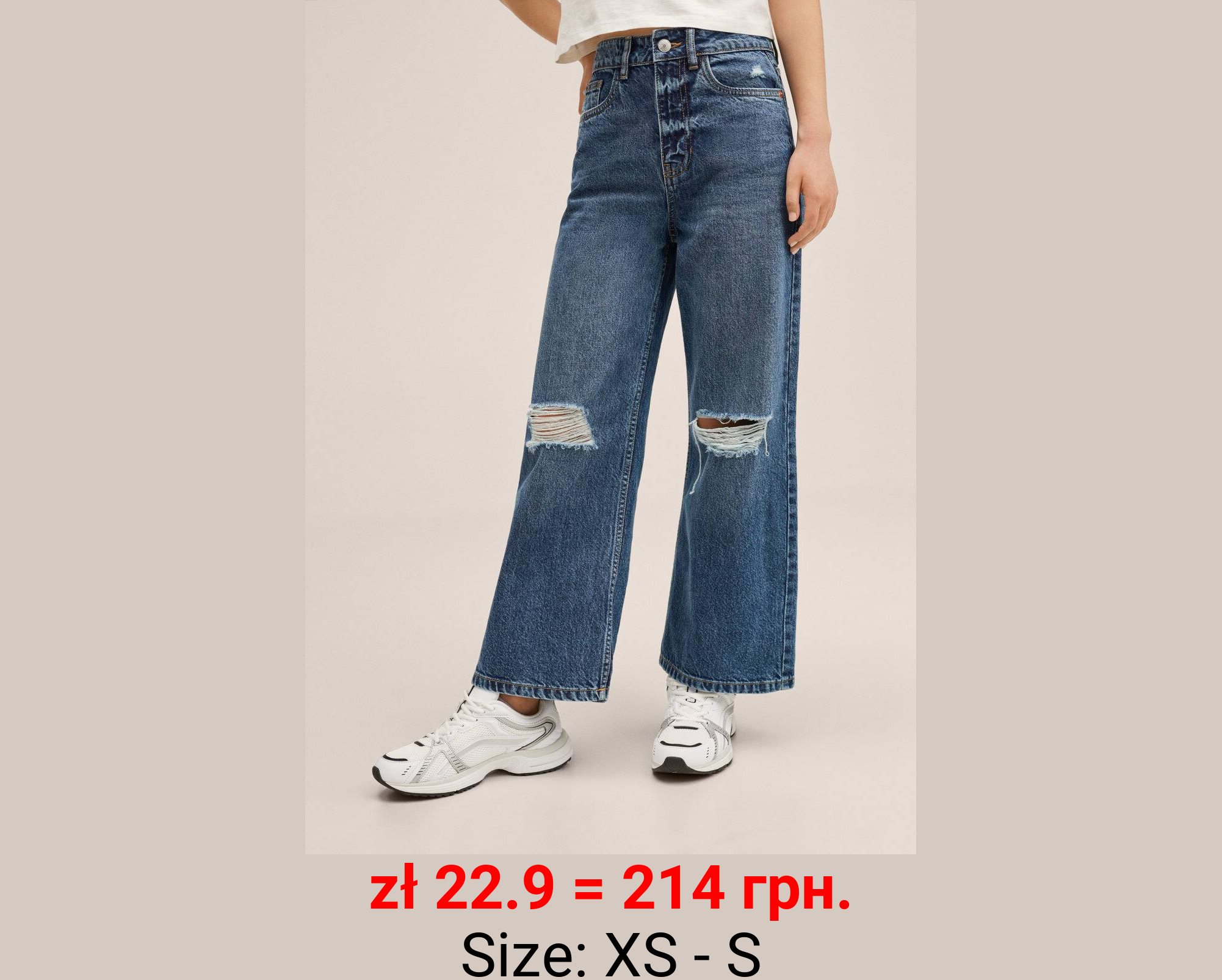 Jeans wideleg rotos decorativos