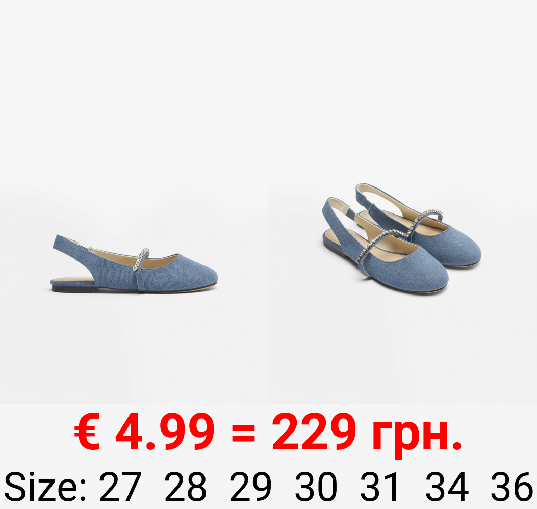 Rhinestone slingback ballet flats