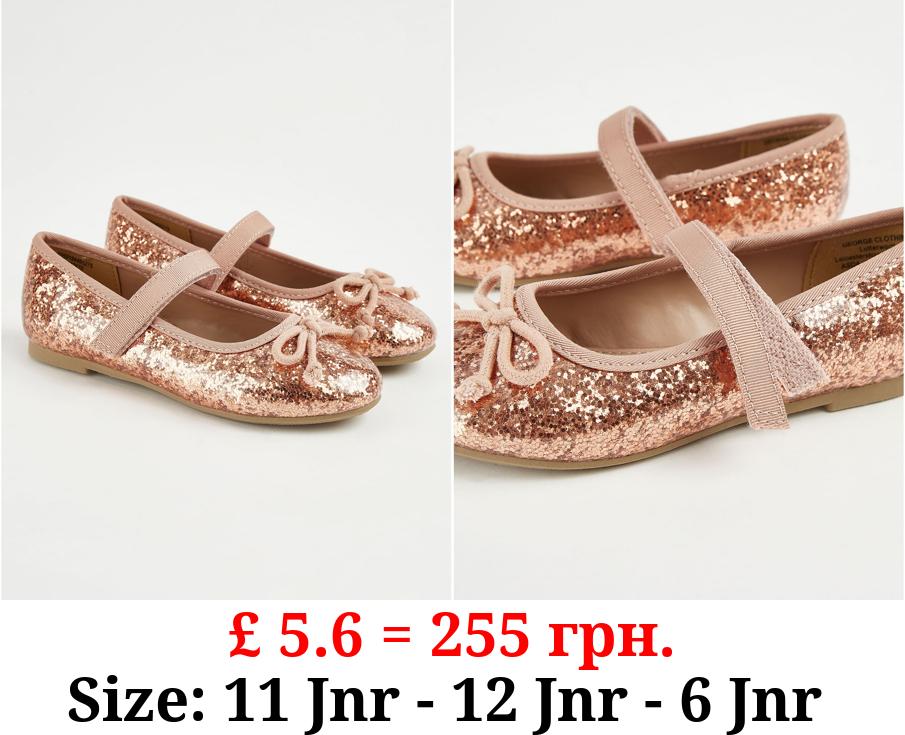 Pink Glitter Strap Ballet Shoes
