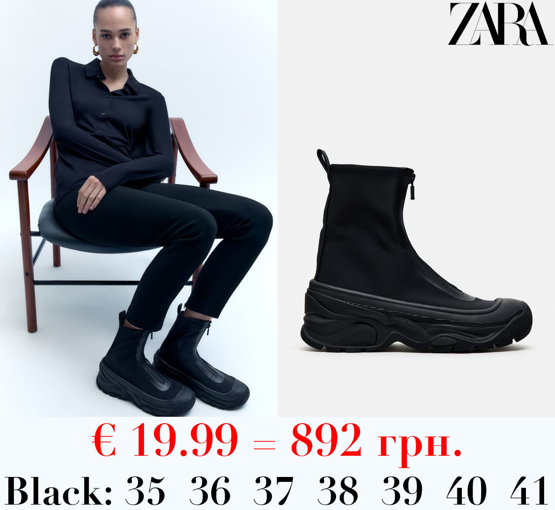 TECHNICAL FABRIC ZIPPED ANKLE BOOTS