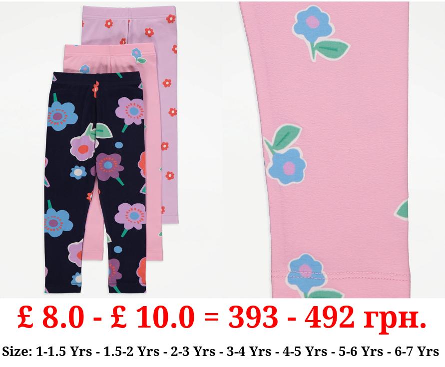 Bright Fun Floral Leggings 3 Pack