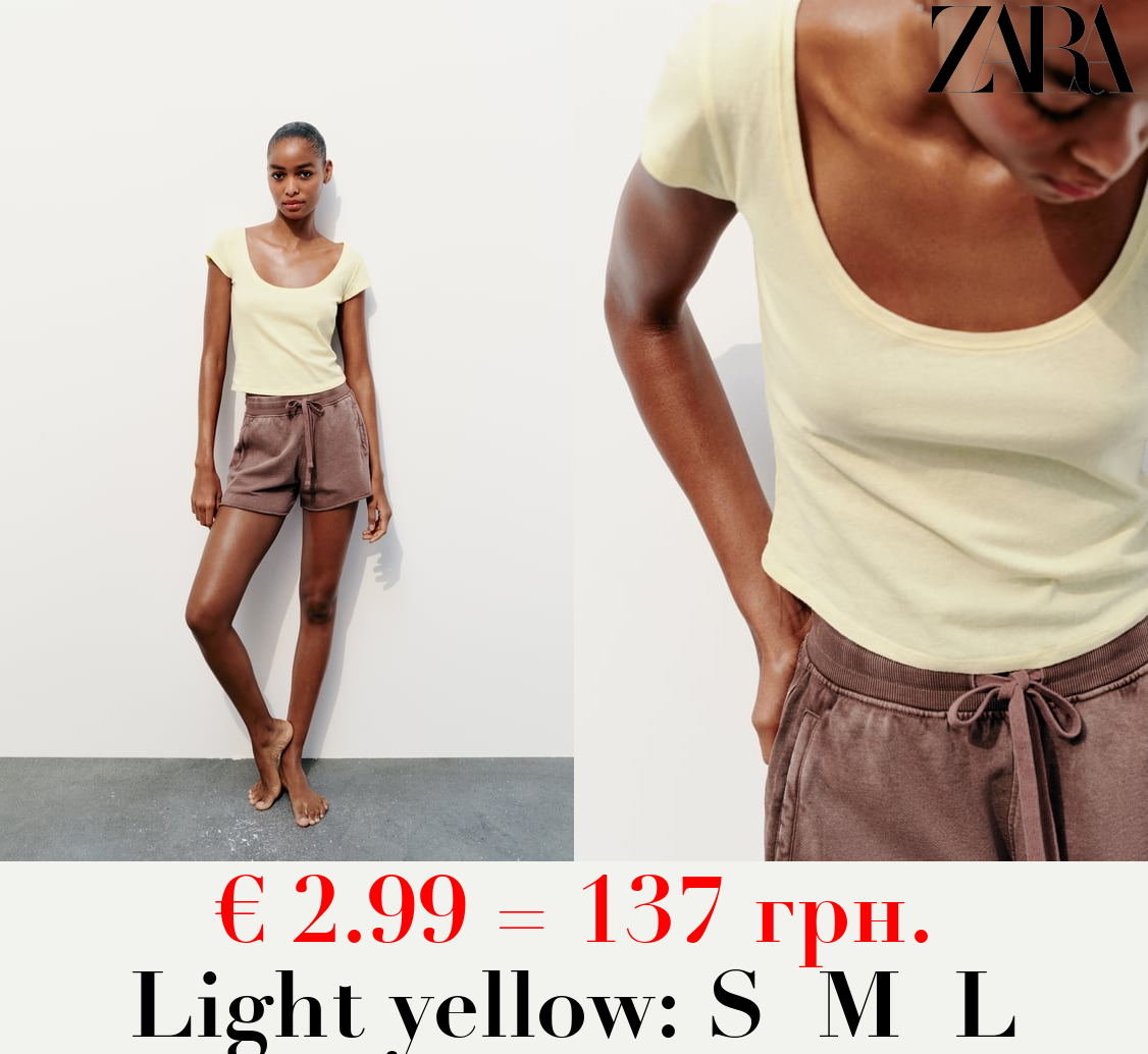 SLUB KNIT CROPPED T-SHIRT