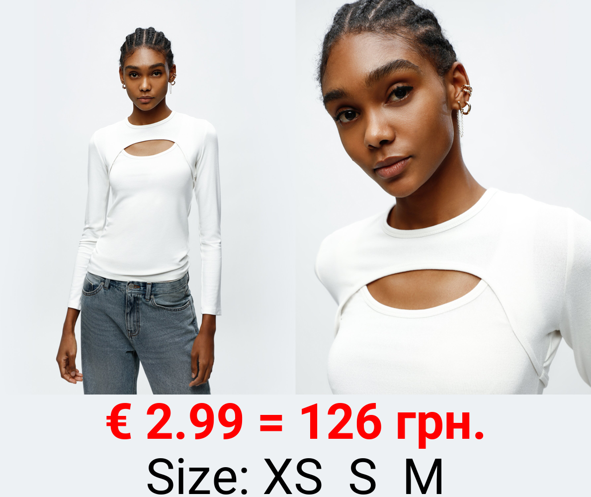 Long sleeve top with slit detail