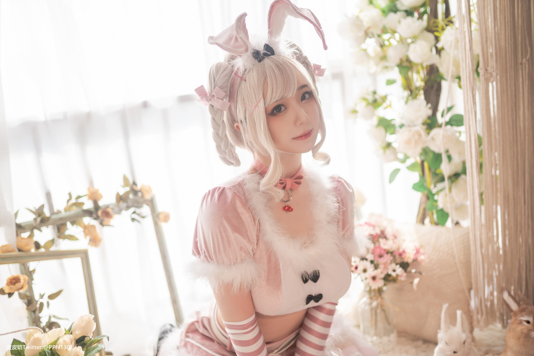Cosplay 皮皮奶可可爱了啦 粉色兔兔 4