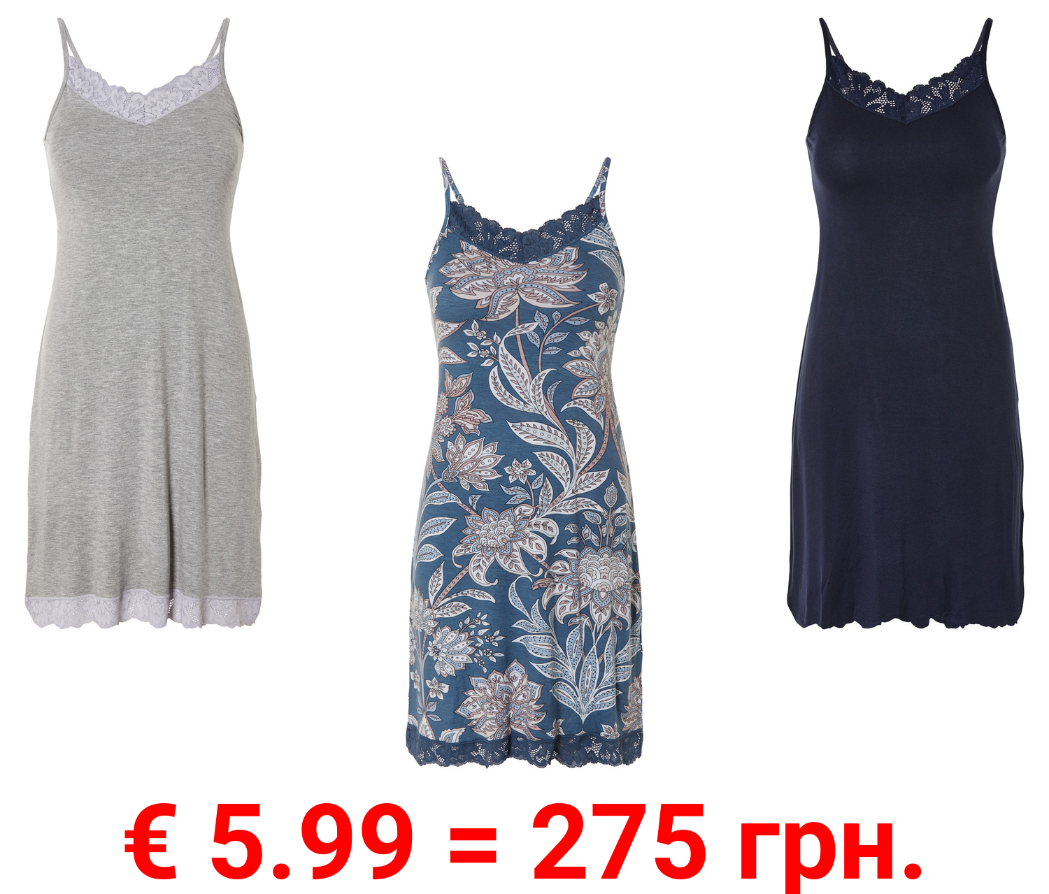 esmara® Damen Negligé mit Viskose, verstellbare Träger