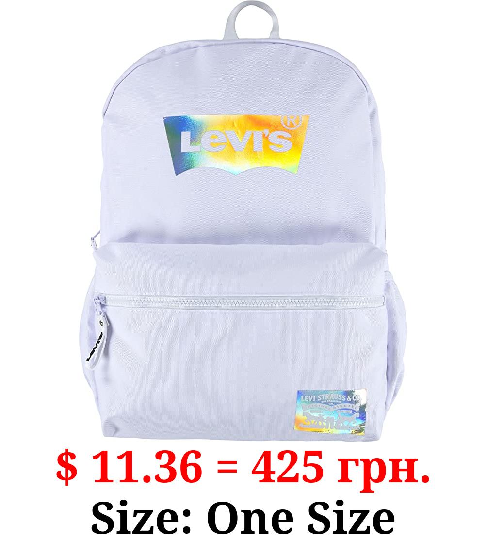 Levi's Unisex-Adults Classic Logo Backpack, White Iridescent, One Size