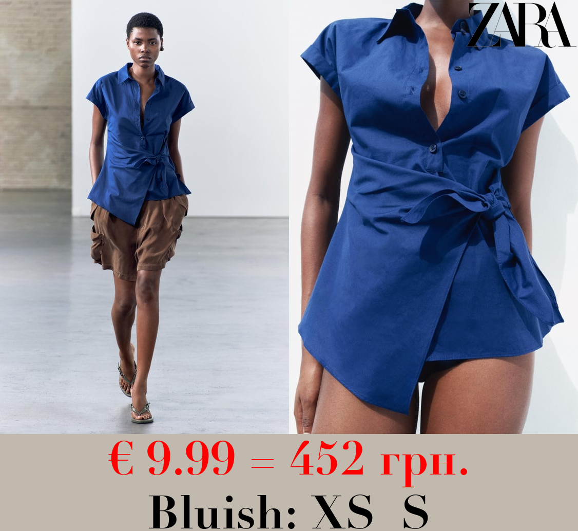 ZW COLLECTION POPLIN SHIRT WITH KNOT DETAIL