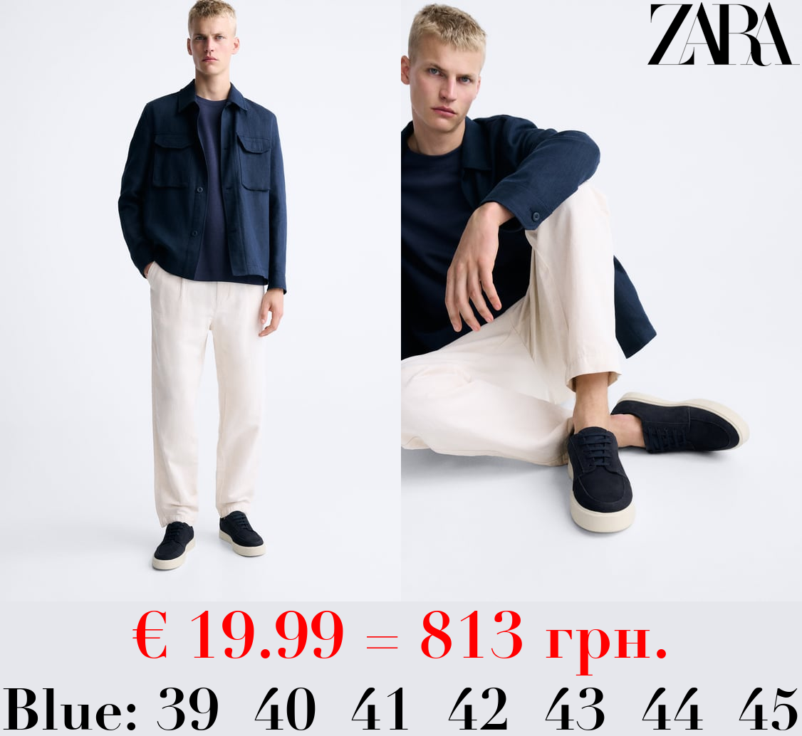 SPLIT SUEDE SNEAKERS WITH MOC TOE DETAIL