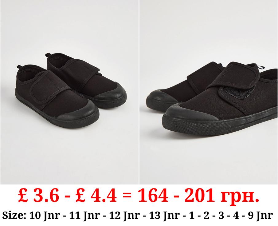 Black Wrap Strap Plimsolls
