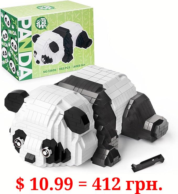 Finger Rock Lying Down Panda Cute Animals Building Sets, Micro Mini Bricks 1163 PCS Toys Kits for Adults to Build, 12+ Teens Gifts