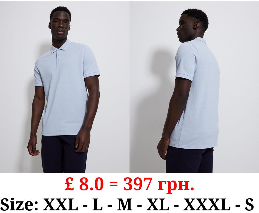 Light Blue Marl Polo Top