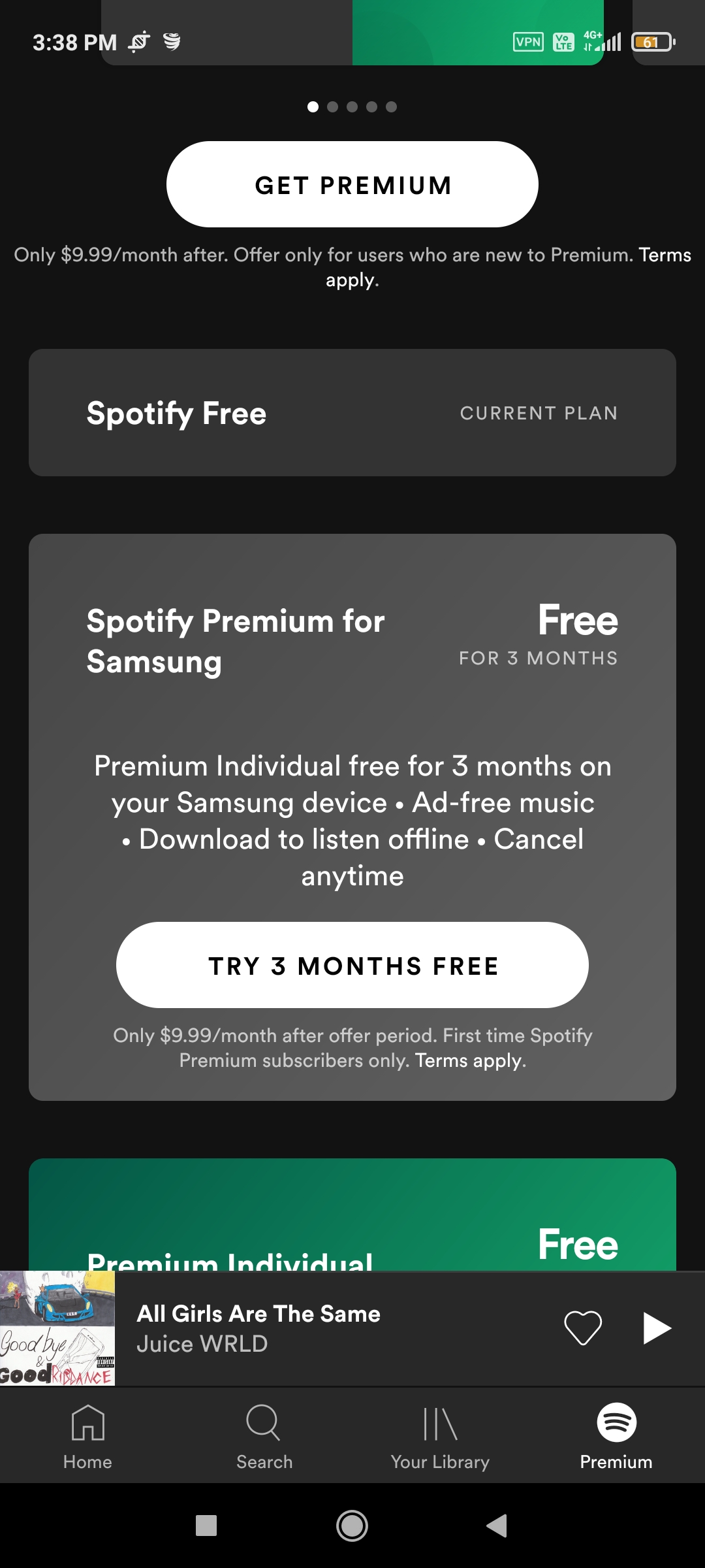 spotify premium cost monthly
