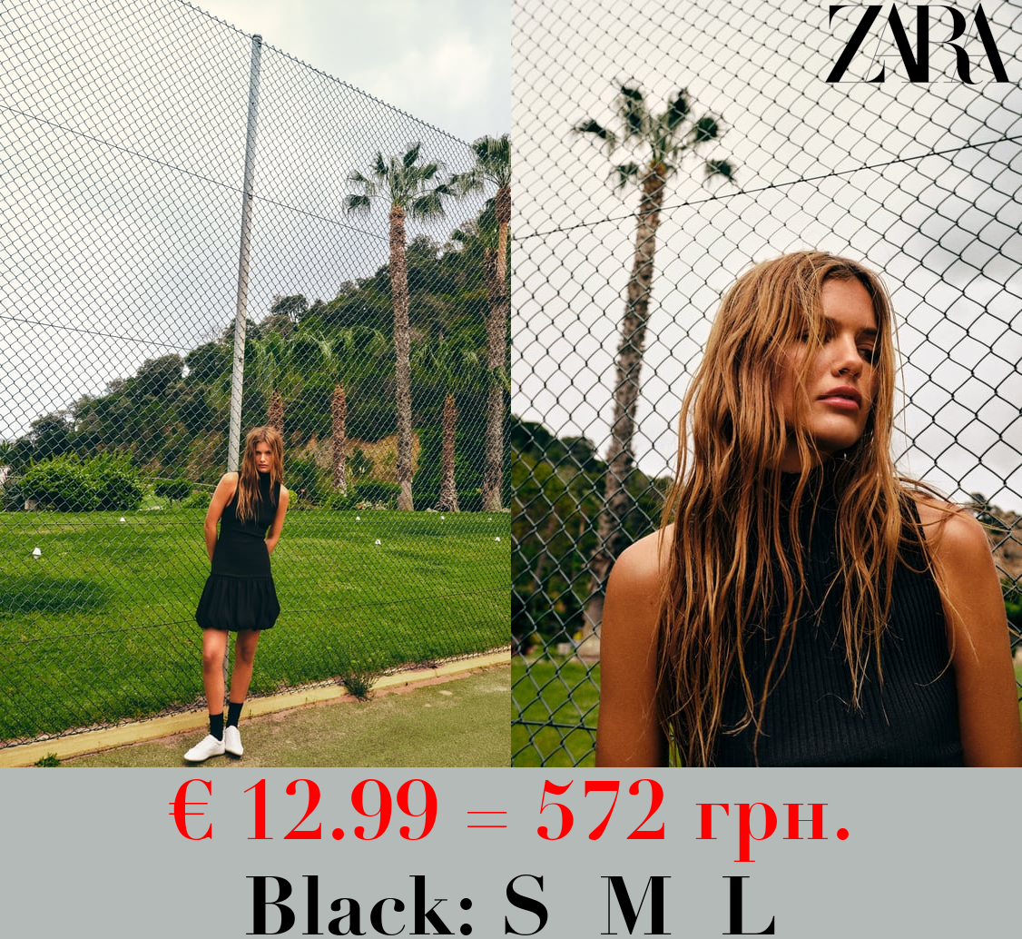 RIBBED BALLOON DRESS