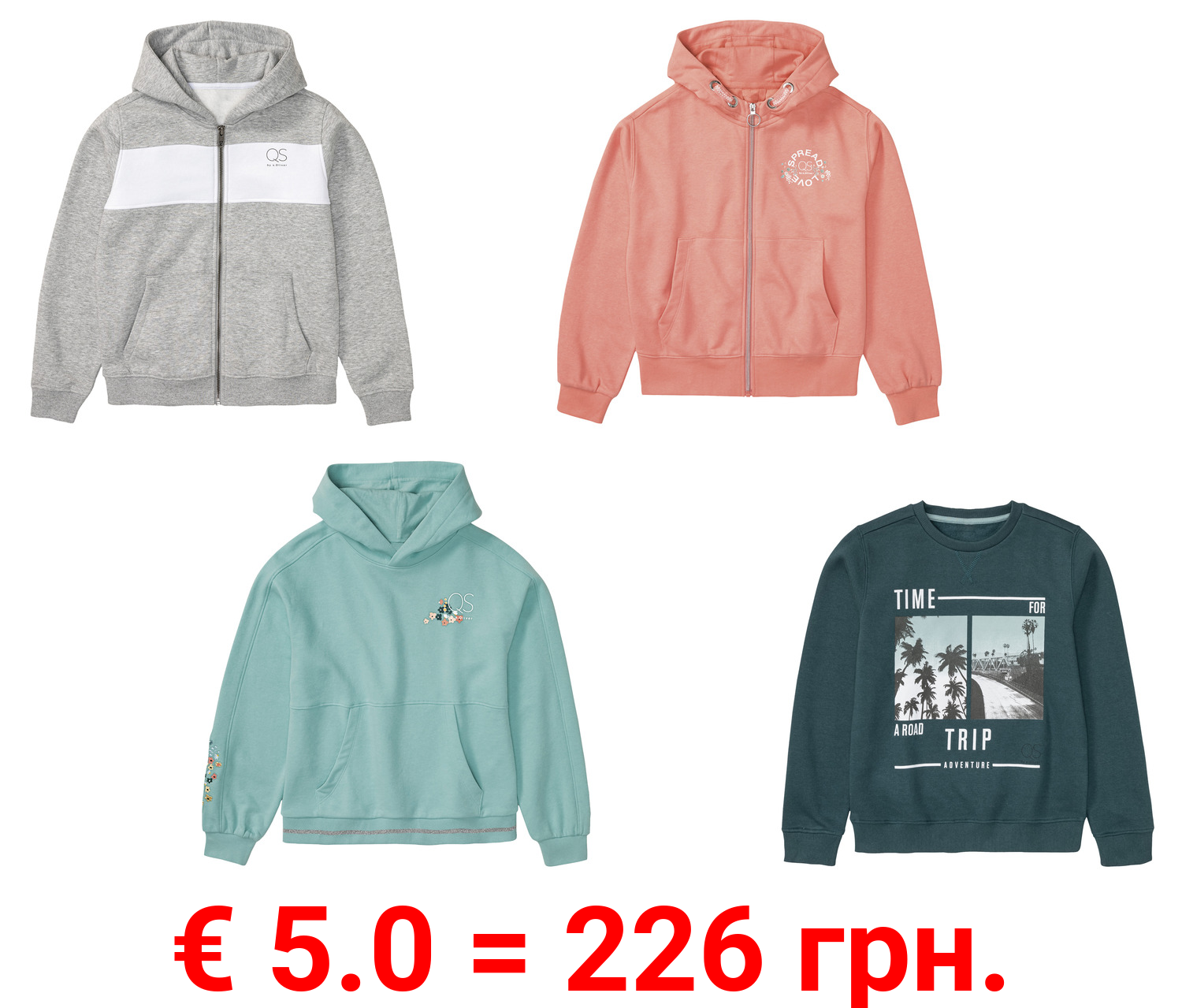 QS by s.Oliver Kinder Sweatjacke / Sweatpullover mit Baumwolle