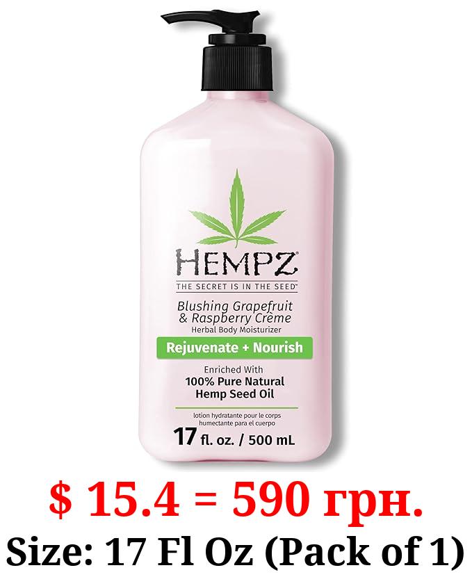 HEMPZ Body Lotion - Grapefruit & Raspberry Crème Daily Moisturizing Cream, Shea Butter Body Moisturizer - Skin Care Products, Hemp Seed Oil - Large