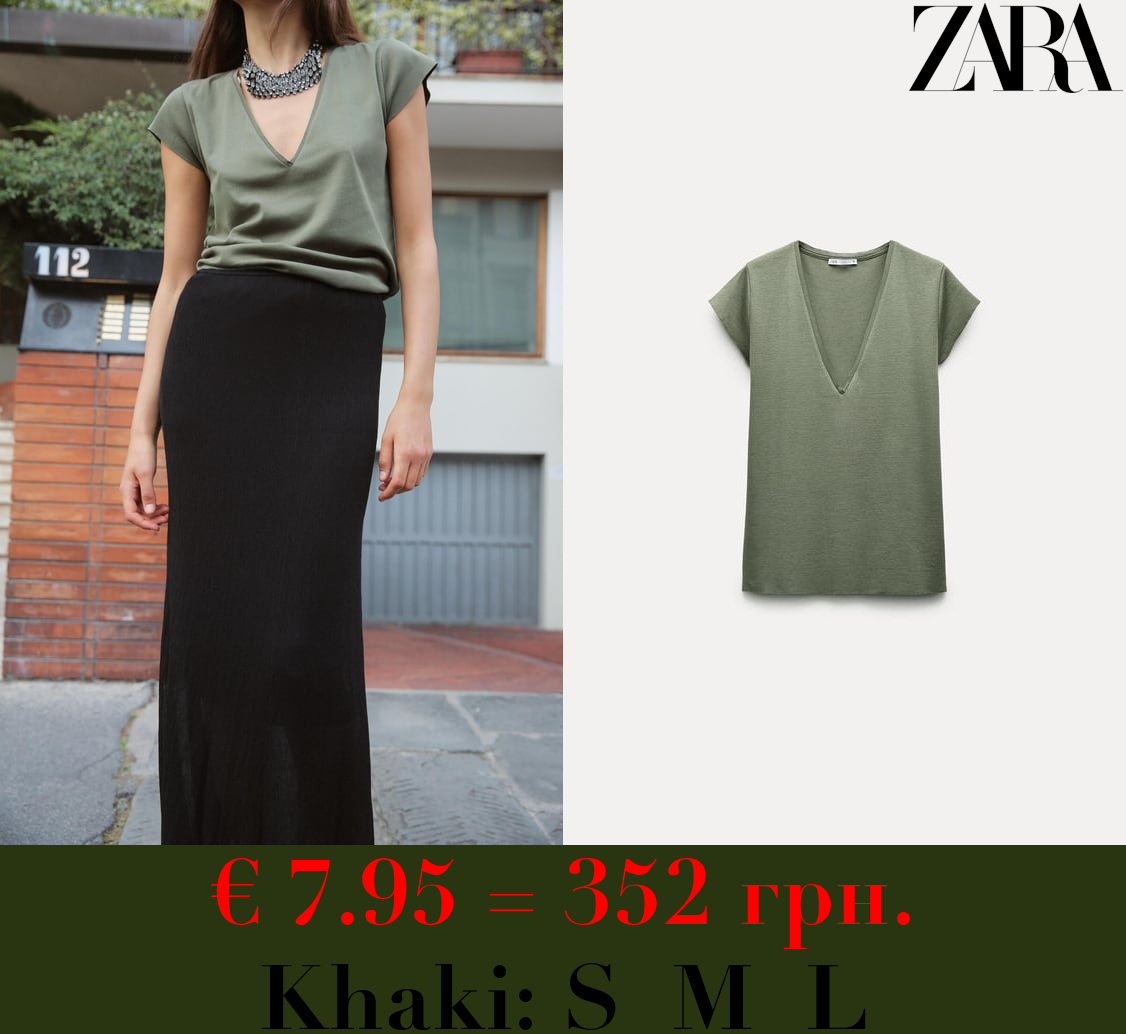 V-NECK COTTON T-SHIRT