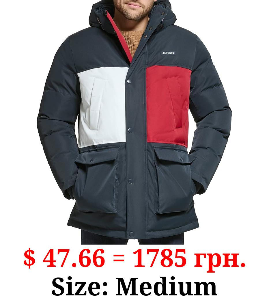 Tommy Hilfiger Men's Arctic Cloth Heavyweight Performance Parka Down Alternative Fur Lined Hood Outerwear Coat