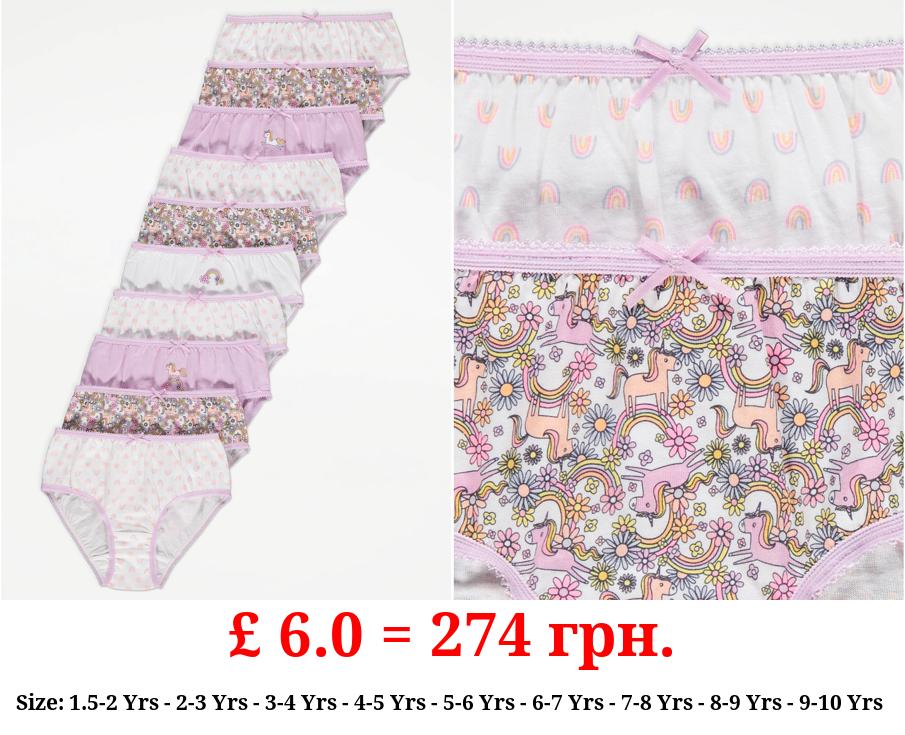 Unicorn Rainbow Briefs 10 Pack