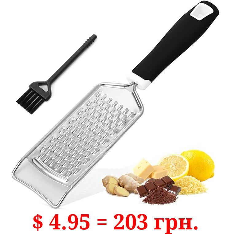 CUNSENR Professional Handheld Cheese Grater - Durable Cheese Grater with Soft Handle - Graters for Kitchen, Spices, Ginger - Stainless Steel Cheese Shredder - Lemon Zester Tool - Grate Food with Ease