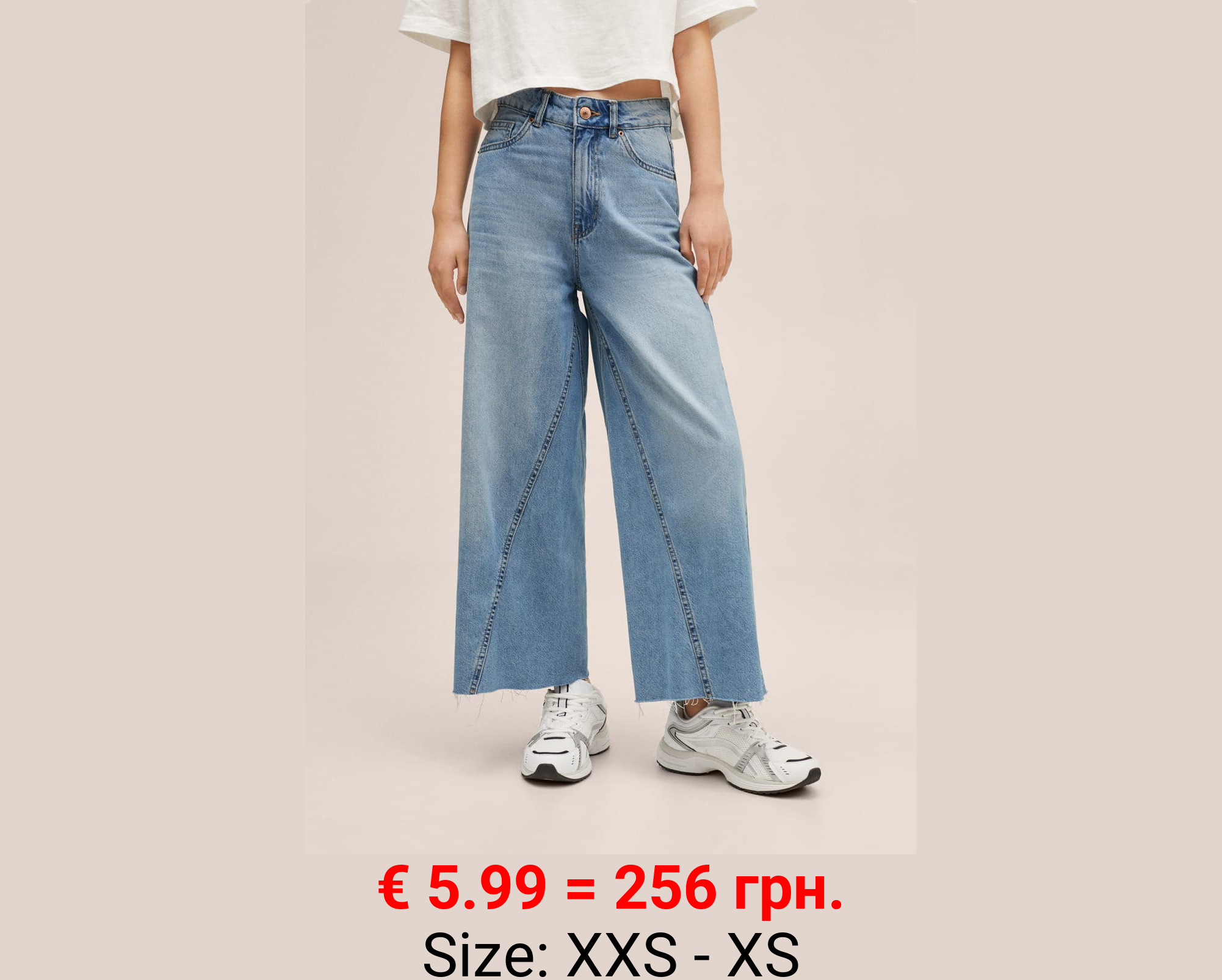 Jeans culotte bajo deshilachado