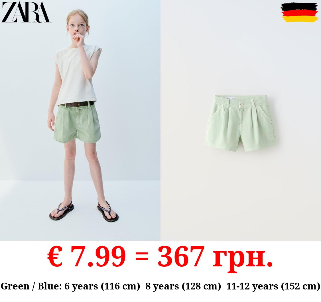 DENIM BERMUDA SHORTS WITH DARTS