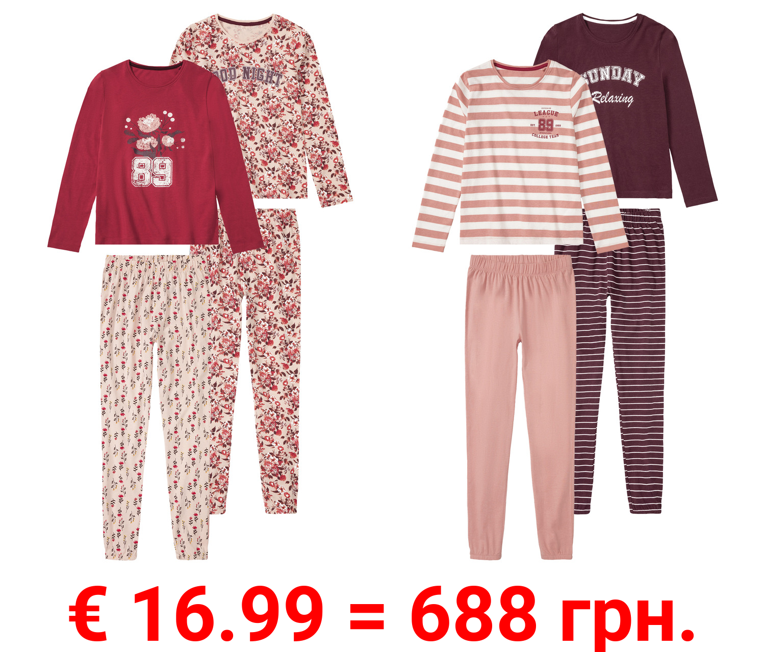 pepperts!® Kinder Pyjama, 2 Stück, aus reiner Bio-Baumwolle