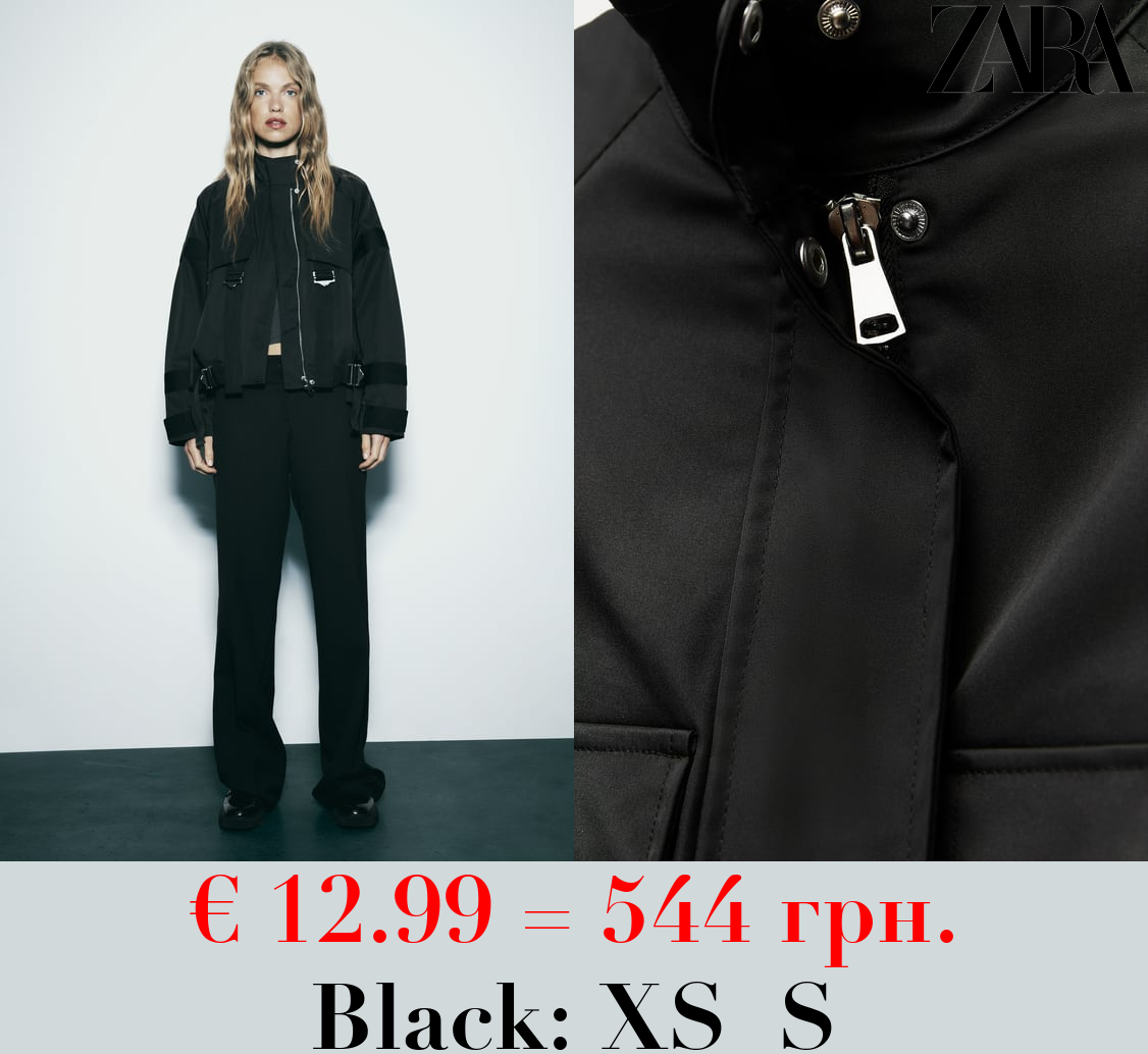 ZW COLLECTION CONTRAST BOMBER JACKET WITH BUCKLES