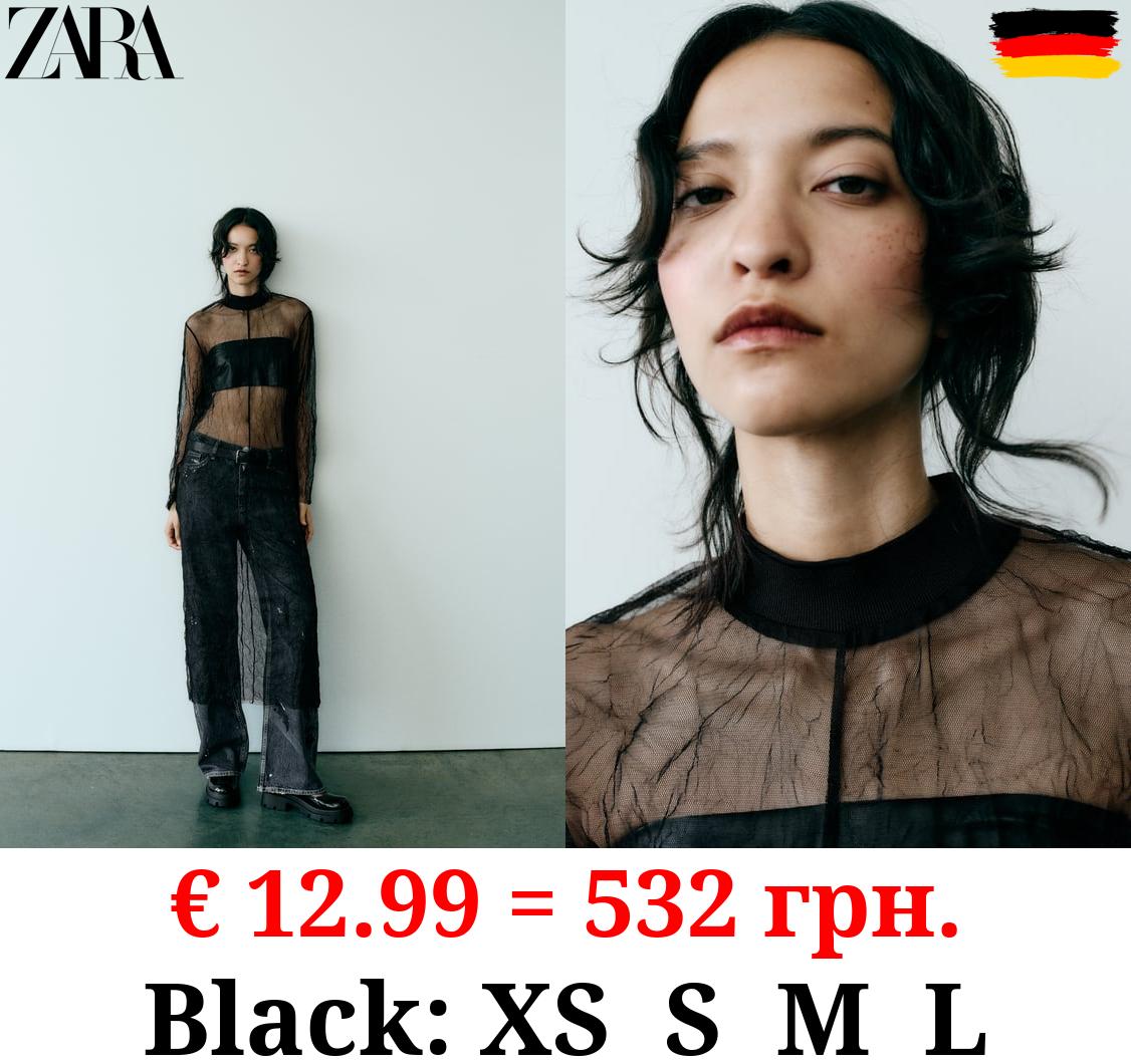 CREASED TULLE MIDI DRESS