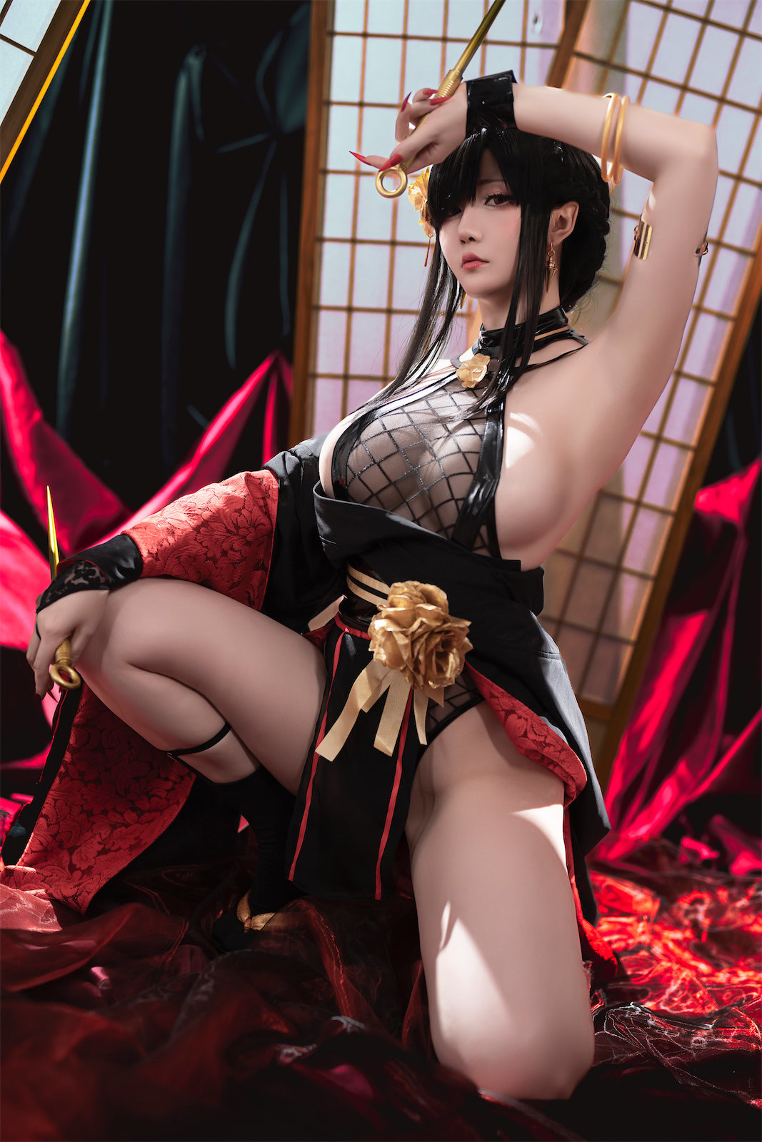 Cosplay 星之迟迟Hoshilily 圣诞节 约尔 同人和风战斗服 15