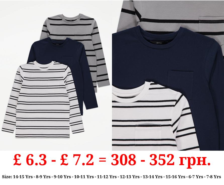 Striped Long Sleeve Tops 3 Pack