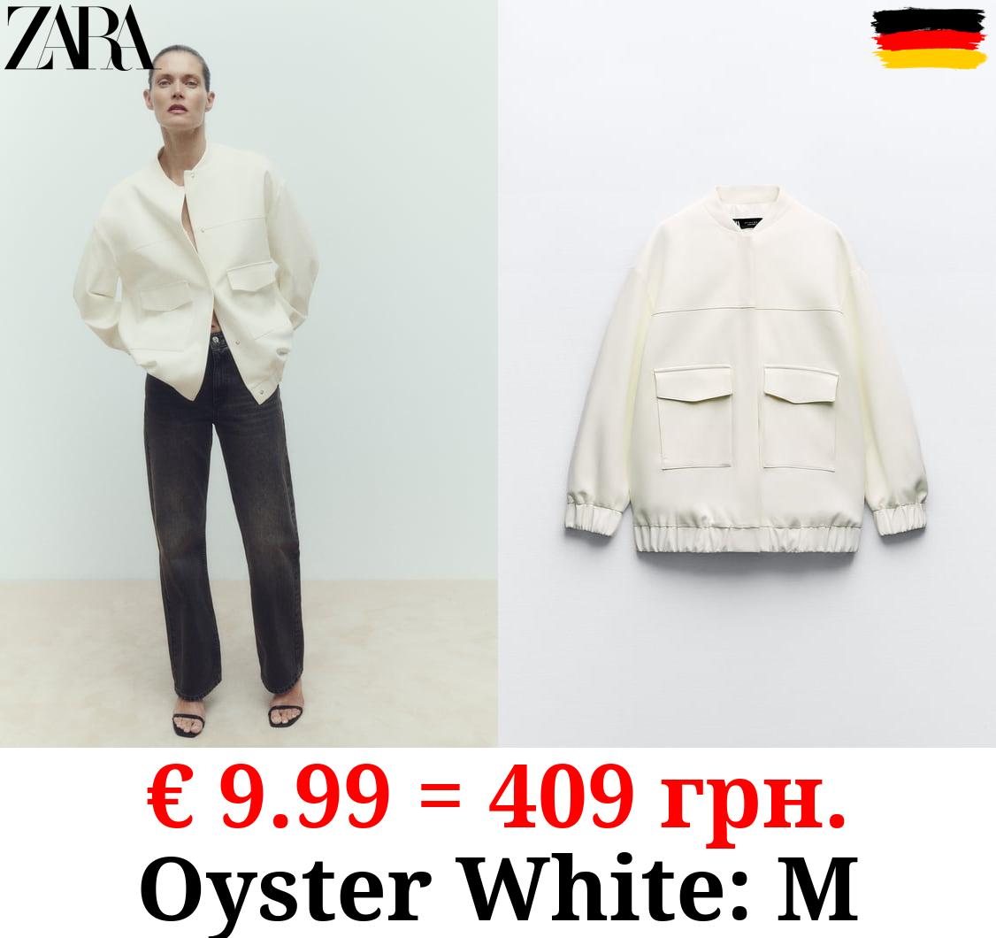 LONGLINE BOMBER JACKET WITH PATCH POCKETS