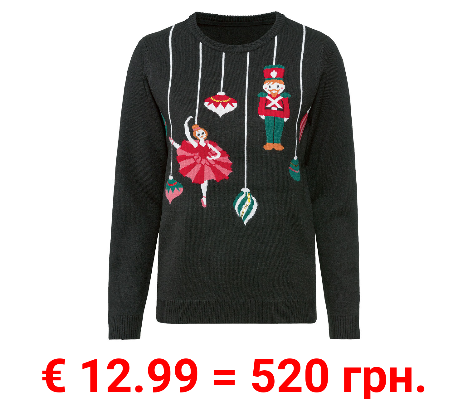 esmara® Damen Weihnachtspullover mit Paillettenbesatz