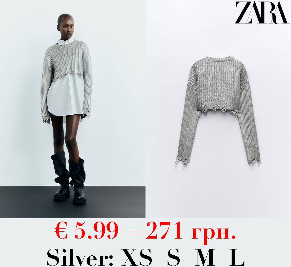 CROPPED FOIL KNIT SWEATER