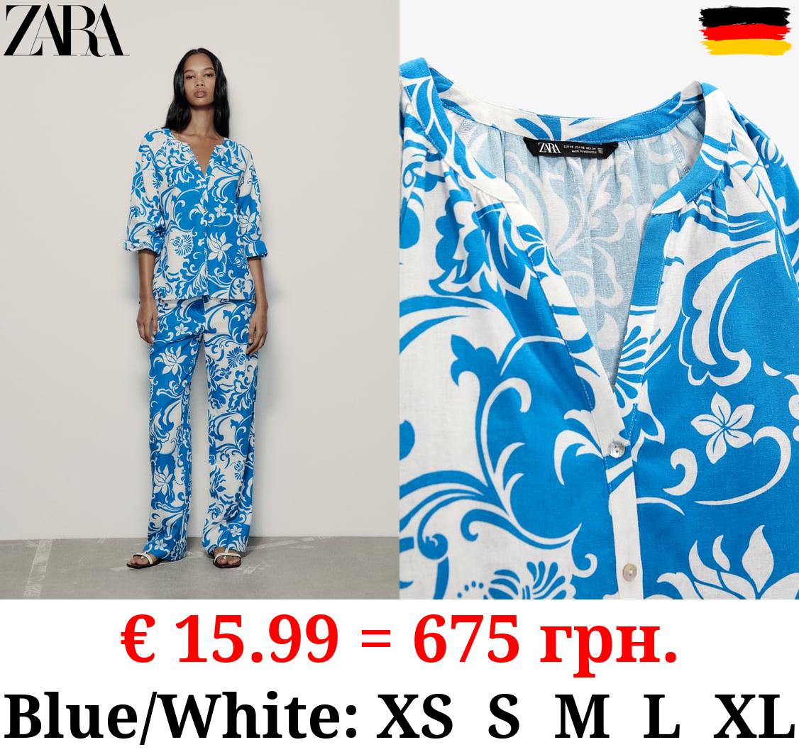 LINEN BLEND PRINTED SHIRT