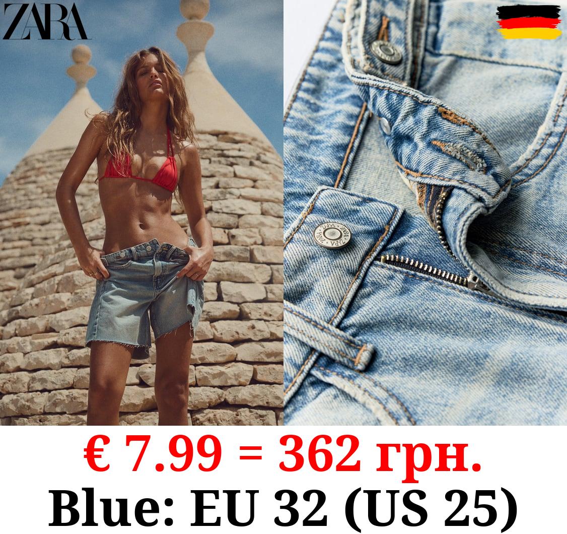 MID-RISE TRF DENIM SHORTS WITH ADJUSTABLE TABS