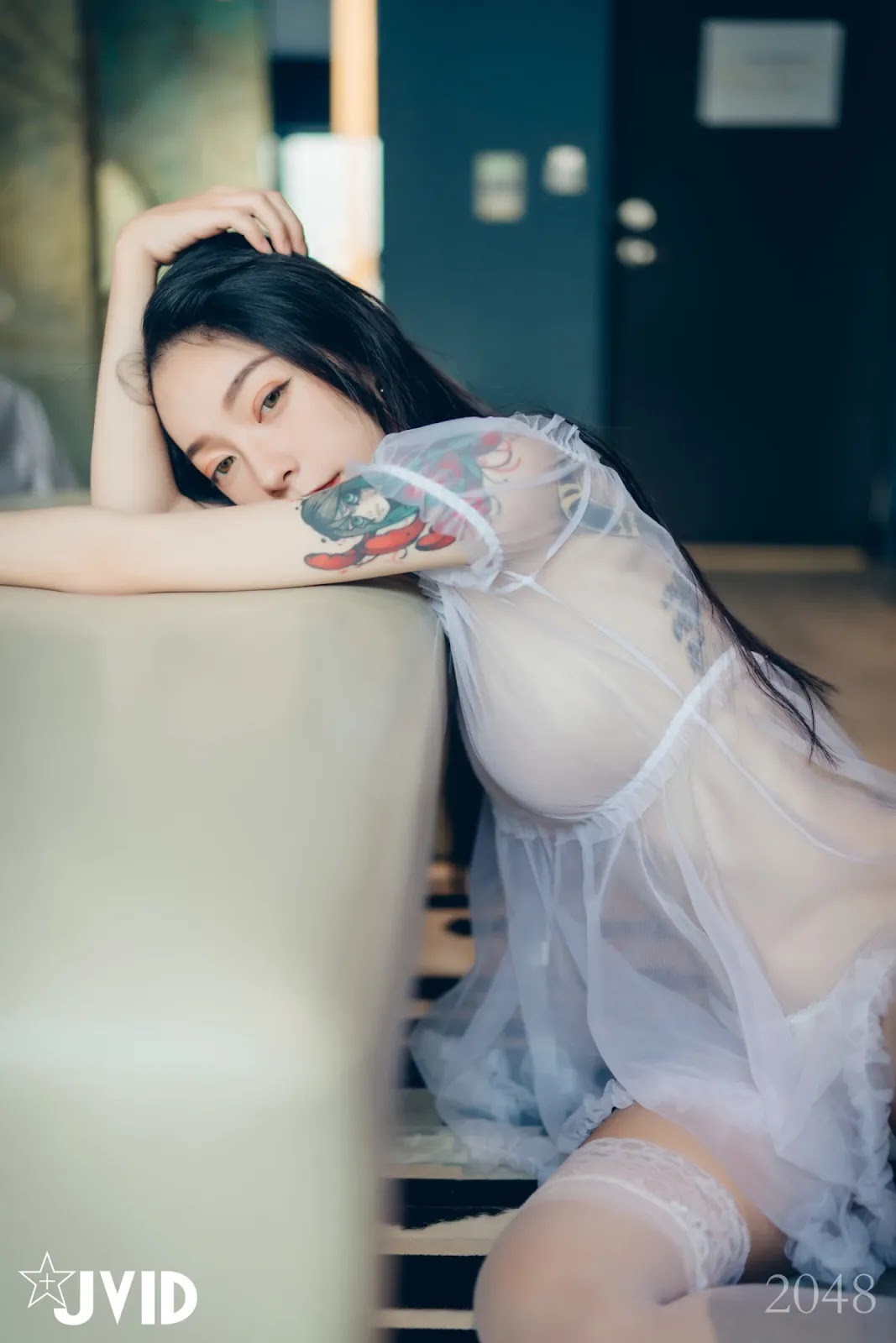 JVID精品 韩国女神飄飄 黑 超猛激凸遮不住 白 透透睡衣 不管怎樣的飄飄都好正啊!! Vol.02 35
